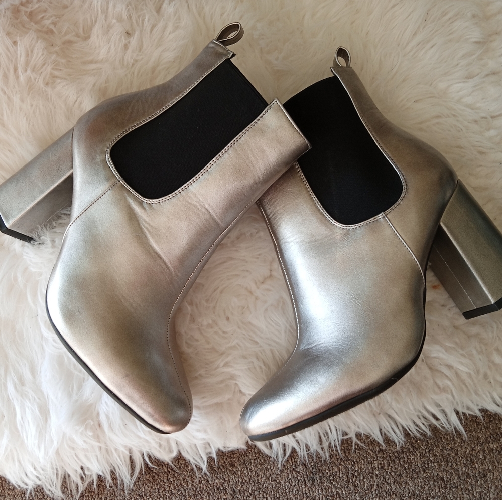 Ashley Stewart chrome colored booties
